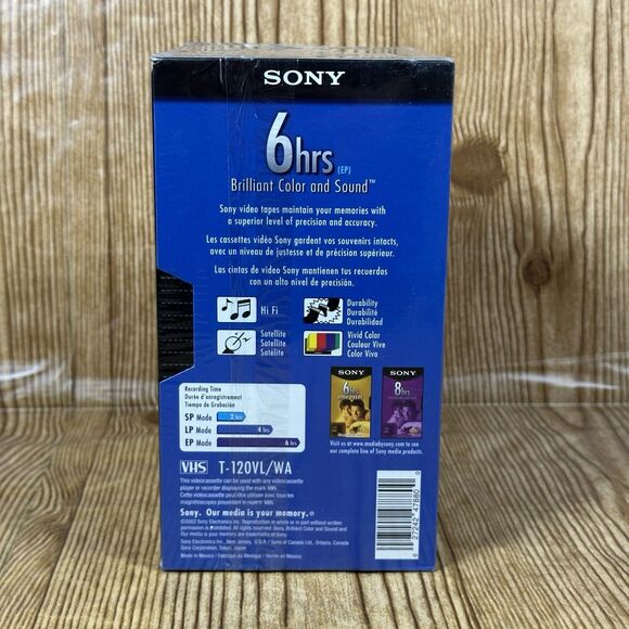 Sony VHS T-120VL/WA Standard Grade VHS Blank Tapes‎ 5 pack NEW - Picture 3 of 6
